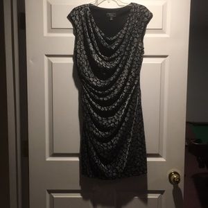 Sparkly Grey & Black Capped sleeve Dress